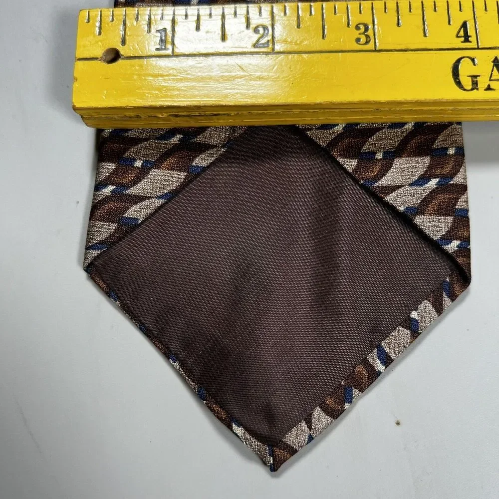 Stafford‎ Executive The Spotless Tie, Mens 100% Silk,Brown Geometric